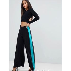 ASOS Wide Leg Trousers With Contrast Side Stripe